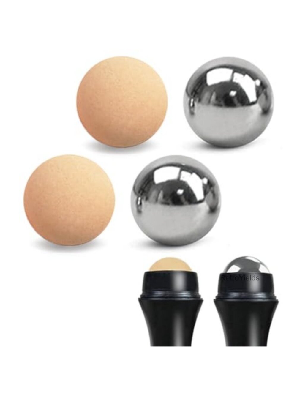 Stainless Steel & Volcanic Stone Face Roller Ball Refills Oil Absorbing